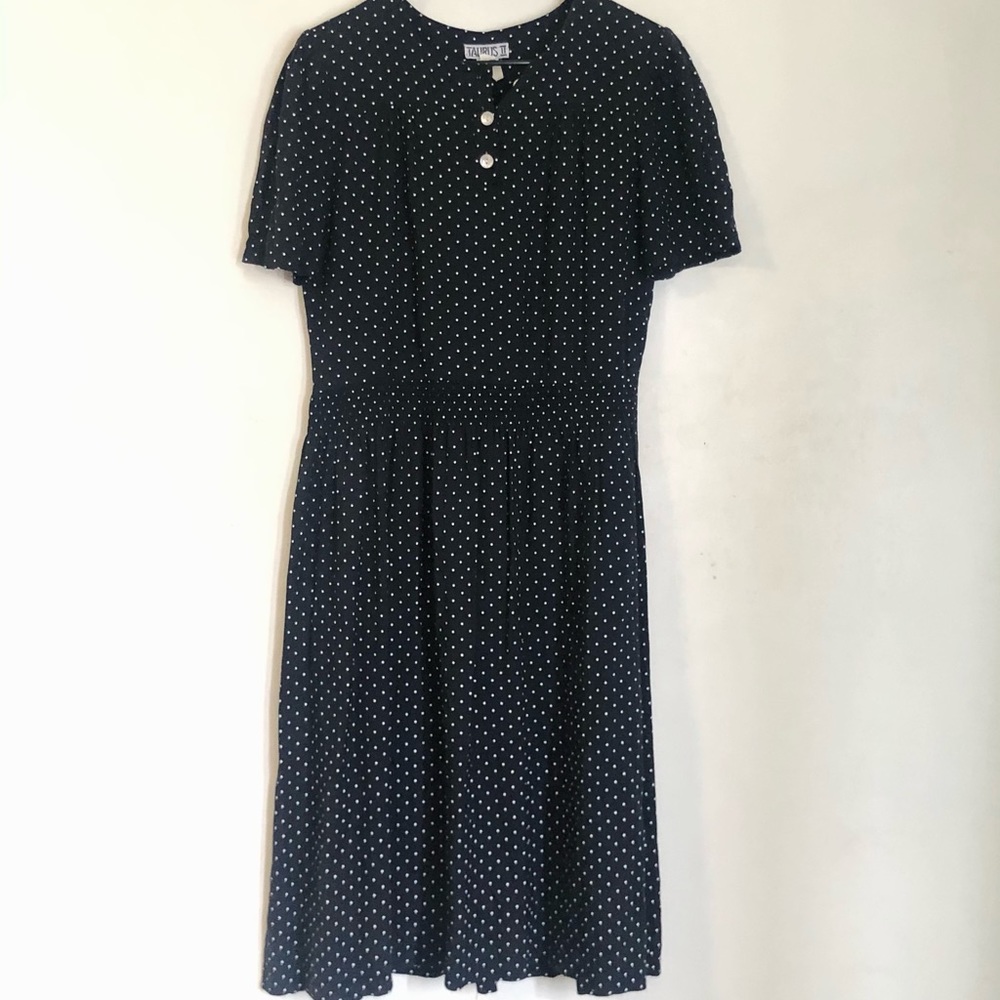 2/$50 Vintage 80s does 40s Modest Polka Dot dress